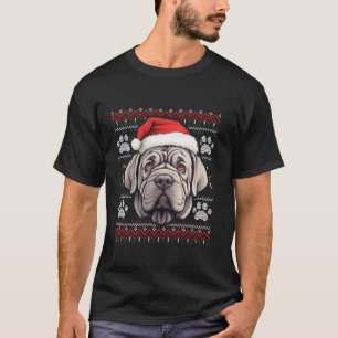 Neapolitan Mastiff Santa Hat jul Rolig hund M T Shirt