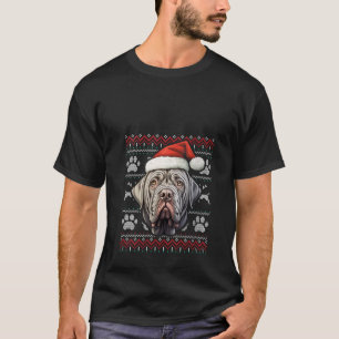 Neapolitan Mastiff Santa Hat jul Rolig hund M T Shirt