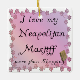 Neapolitan Mastiff Shopping Julgransprydnad Keramik