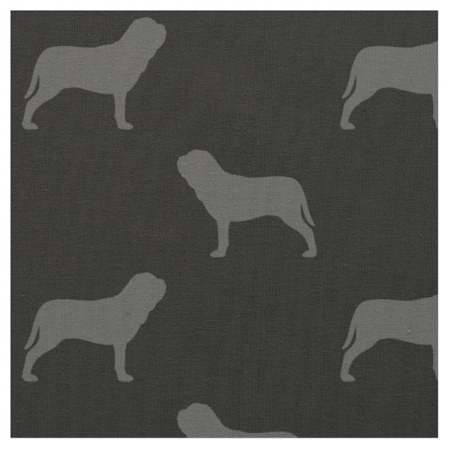 Neapolitan Mastiff Silhouettes Neo Hundar Patterne Tyg (Närbild)