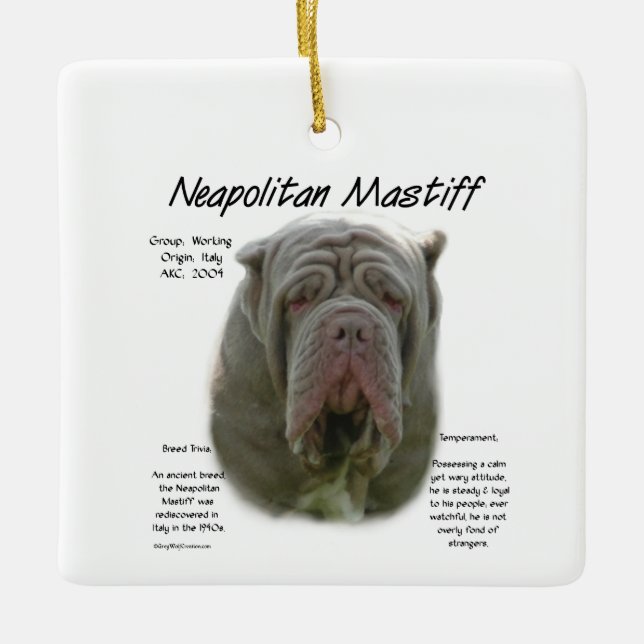 Neapolitan Mastiff (tawny) historikdesign Julgransprydnad Keramik (Framsida)