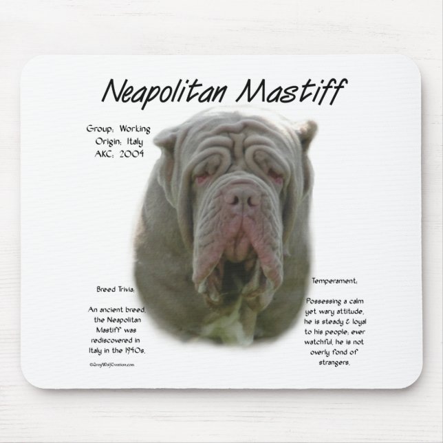 Neapolitan Mastiff (tawny) historikdesign Musmatta (Framsidan)