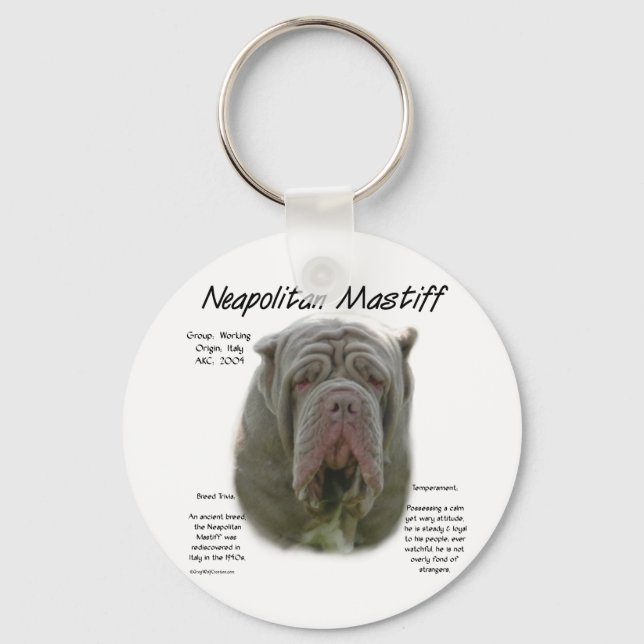 Neapolitan Mastiff (tawny) historikdesign Nyckelring (Framsida)
