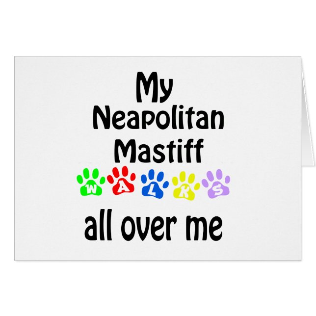 Neapolitan Mastiff Walks Design Hälsningskort (Framsidan Horizontal)