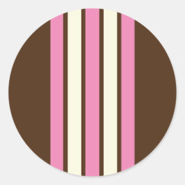 Neapolitan Round Stickers (Brown, Rosa & Cream) Runt Klistermärke