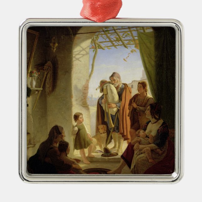 Neapolitan säckpipe- spelare i wintry Rome, 1833 Julgransprydnad Metall (Framsidan)