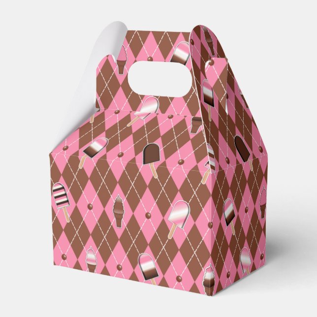 Neapolitan Stickers Argyle-PARTY FAVOR BOX, gable Presentaskar (Framsidan Sidan)