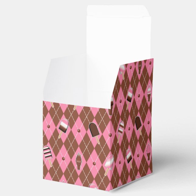 Neapolitan Stickers Argyle-PARTY FAVOR BOX, square Presentaskar (Öppnad)