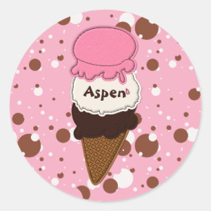 Neapolitan Stitched Cone 1 ROUND STICKERS Runt Klistermärke