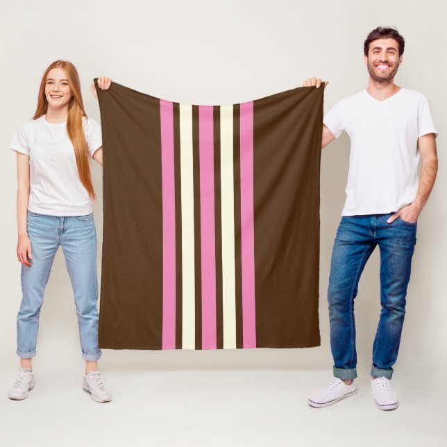 Neapolitan Throw Blanket (Brown, Rosa & Cream) Fleecefilt (På plats)