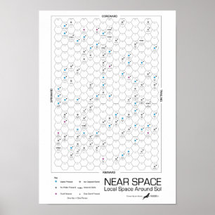 Near Space Hexagon Star-Karta (vit bakgrund) Poster