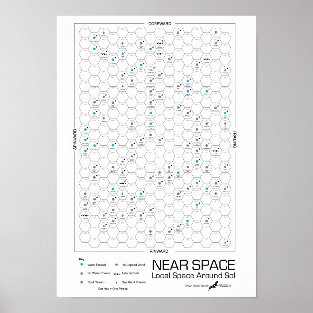 Near Space Hexagon Star-Karta (vit bakgrund) Poster (Framsidan)