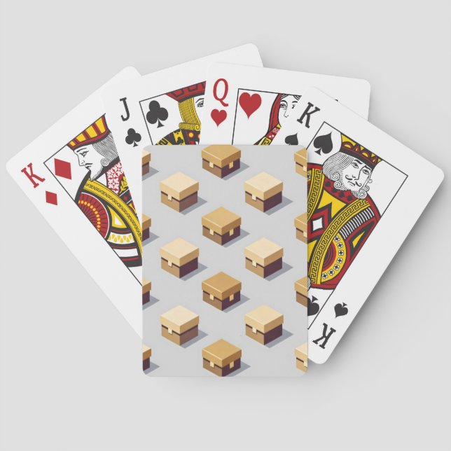 Neat arrangement of isometric brown square boxes casinokort (Baksidan)