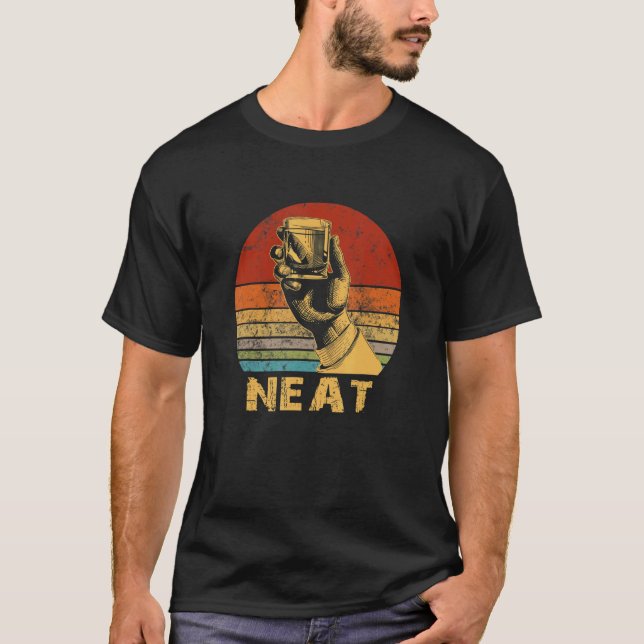 Neat Bourbon Whiskey Drinking T Shirt (Framsida)