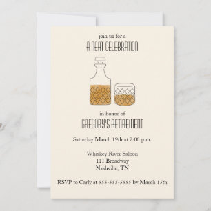 Neat Firande Whiskey Pension Party Inbjudningar