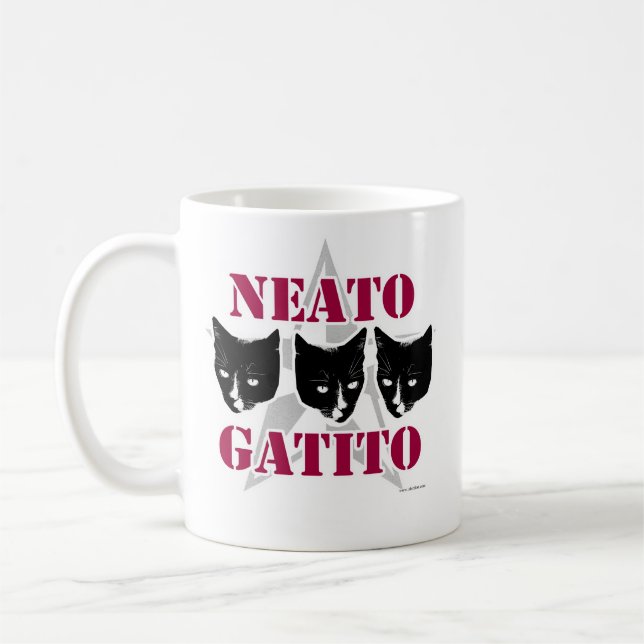 Neato Gatito Sassy Cat Slogan Roligt Art Design Kaffemugg (Vänster)