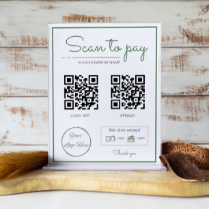 Neatral sage grönt 2 QR-koder affärssökning för at Poster