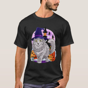 Nebelung Cat Cute Halloween Witch Pumpkin T Shirt