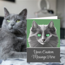 Nebelung Grått Cat Ansikte - Meddelandetext