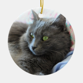 Nebelung katt julgransprydnad keramik