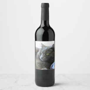 Nebelung katt vinflaska etikett