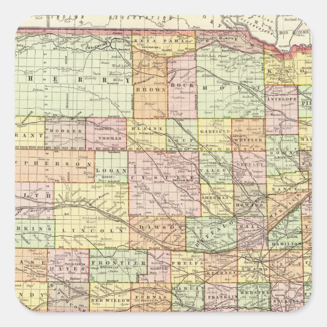 Nebraska 4 fyrkantigt klistermärke (Framsida)