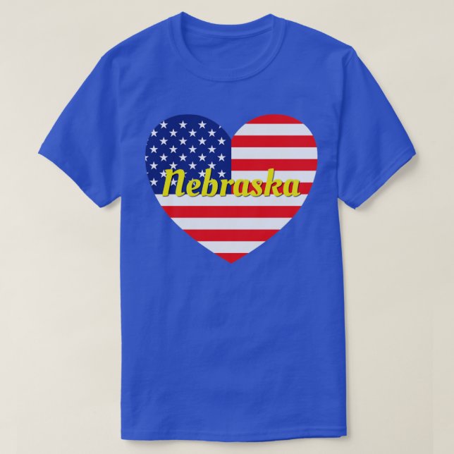 Nebraska American Flagga Heart1 T Shirt (Design framsida)
