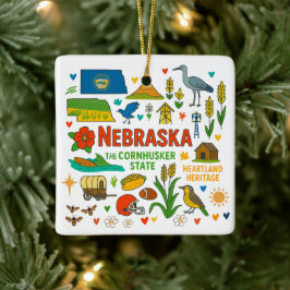 Nebraska Anpassad Familjeresa Jul Julgransprydnad Keramik