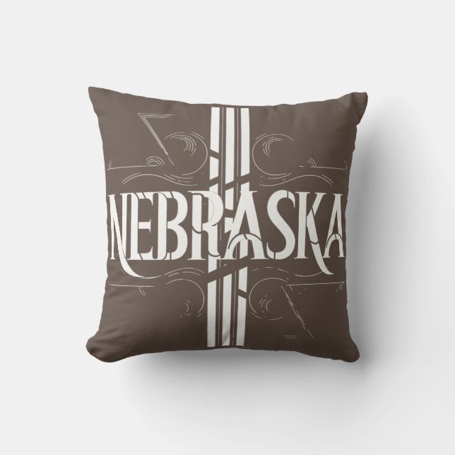 Nebraska Art Deco Rand Dekorativ kudde 16 x 16 (Framsida)