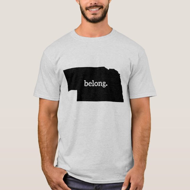 Nebraska Belong-staten Karta T Shirt (Framsida)