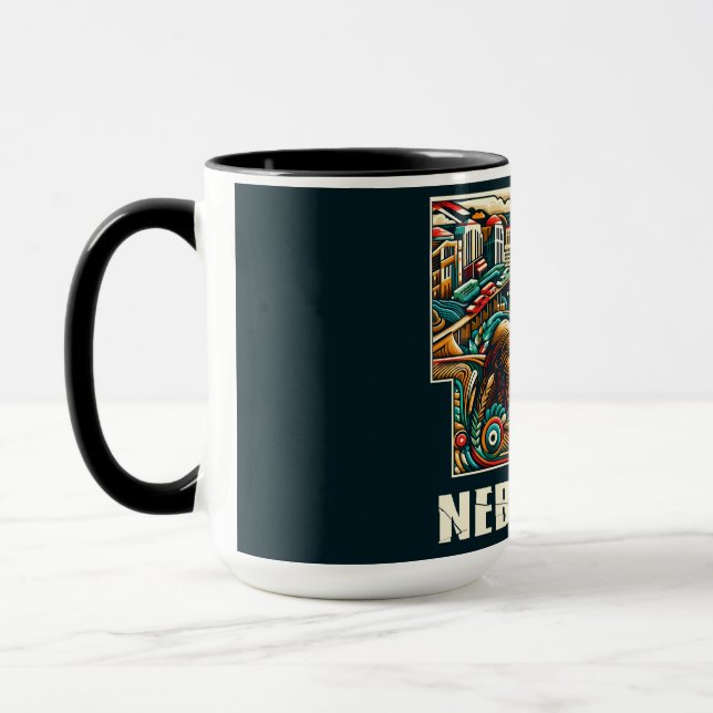 Nebraska Bold Geometric City Skyline Art Mugg (Vänster)