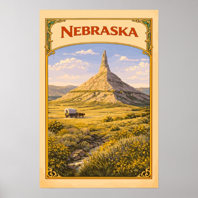 Nebraska Chimney Rock Vintage  Poster (Framsidan)