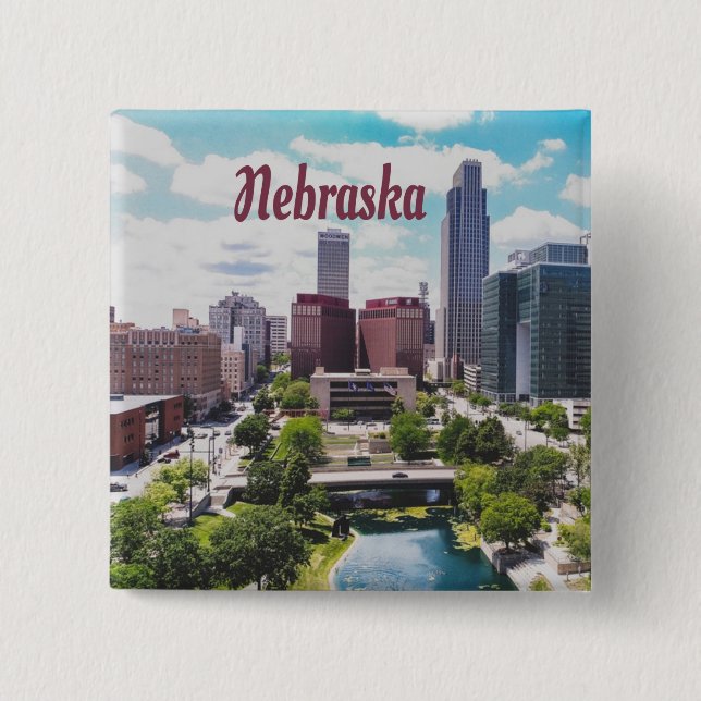 Nebraska City Skyline Omaha Knapp (Framsida)