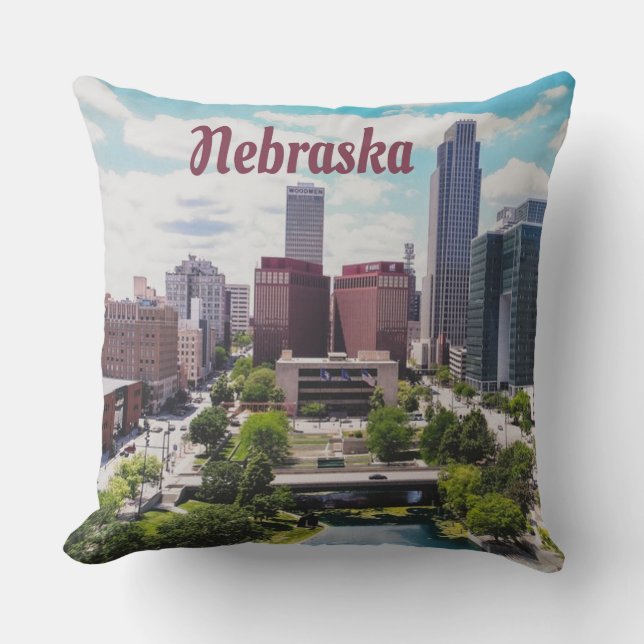 Nebraska City Skyline Omaha Kudde (Framsida)