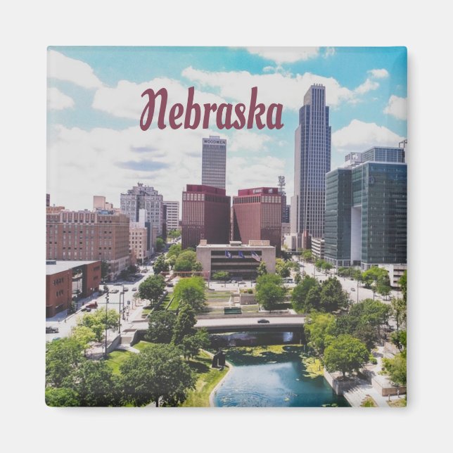 Nebraska City Skyline Omaha Magnet (Framsidan)