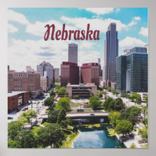 Nebraska City Skyline Omaha Poster