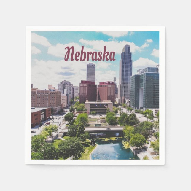 Nebraska Citys Siluett Omaha Pappersservett (Framsidan)