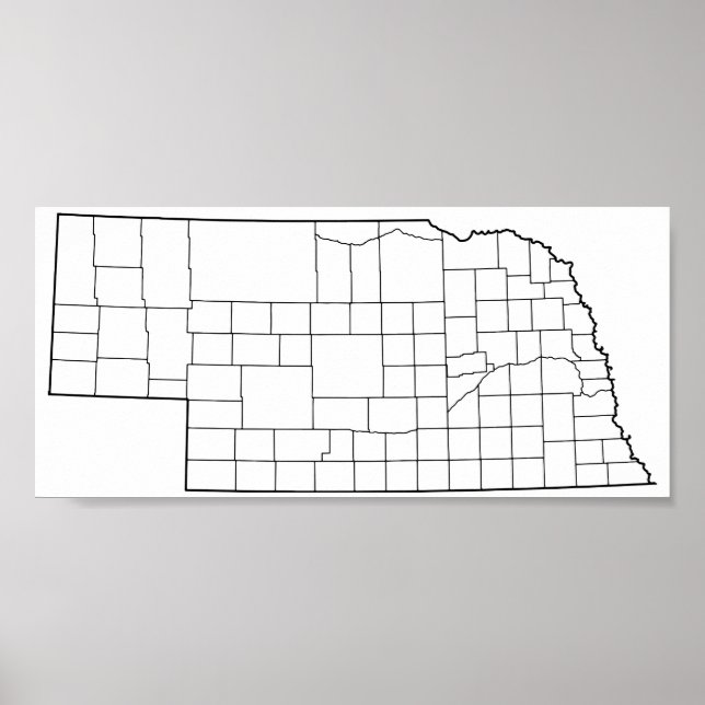 Nebraska Countys Blank Outline Karta Poster (Framsidan)
