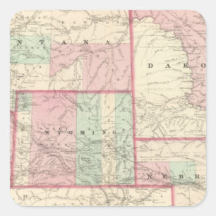 Nebraska, Dakota, Idaho, Montana och Wyoming Fyrkantigt Klistermärke