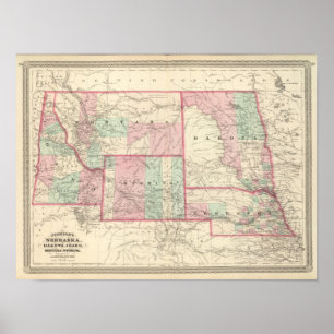 Nebraska, Dakota, Idaho, Montana och Wyoming Poster