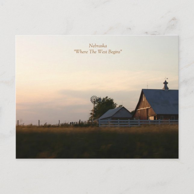 Nebraska"där Västern börjar" Vykort (Framsida)