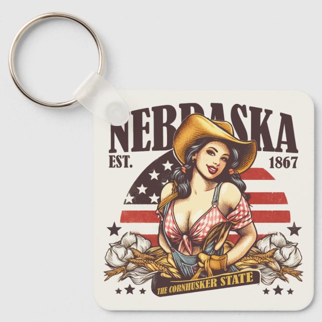 Nebraska, delstaten Cornhusker Nyckelring (Framsida)