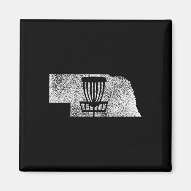 Nebraska Discgolf Stat Med Korg Distressed Grafik Magnet (Framsidan)