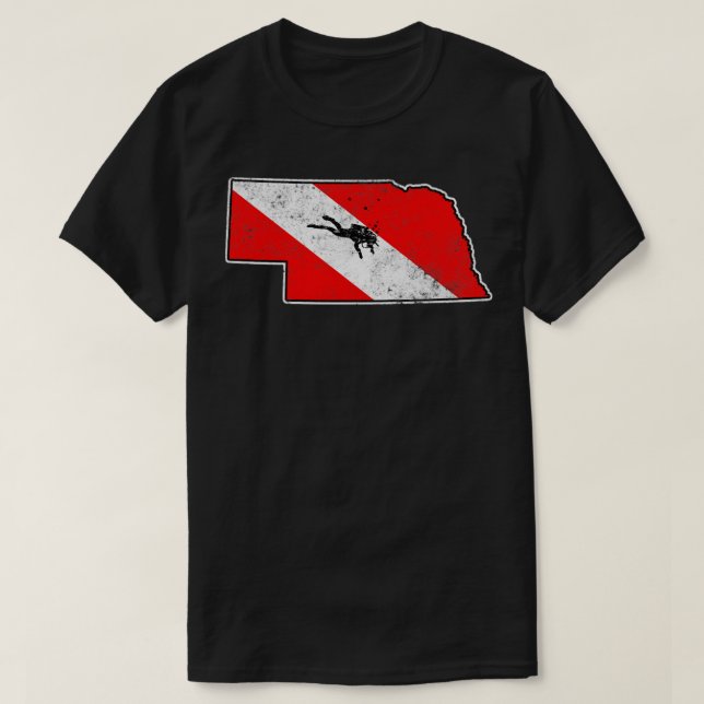 Nebraska Dive Flagga Dyka State Karta Dive Fla T Shirt (Design framsida)