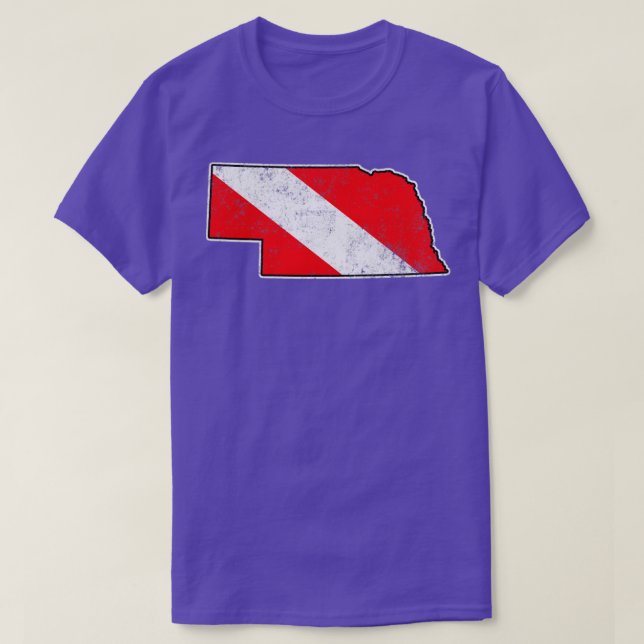 Nebraska Dive Flagga Dyka State Karta Dive Fla T Shirt (Design framsida)