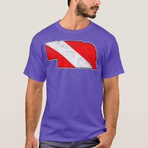 Nebraska Dive Flagga Dyka State Karta Dive Fla T Shirt