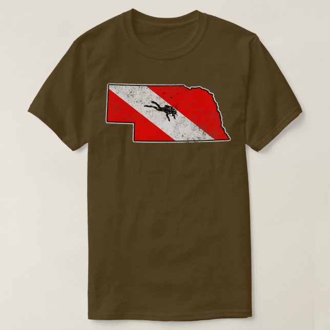 Nebraska Dive Flagga Dyka State Karta Dive Fla T Shirt (Design framsida)