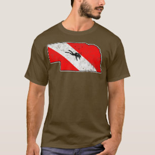 Nebraska Dive Flagga Dyka State Karta Dive Fla T Shirt