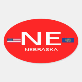 Nebraska* Euro-stil Oval Sticker Ovalt Klistermärke