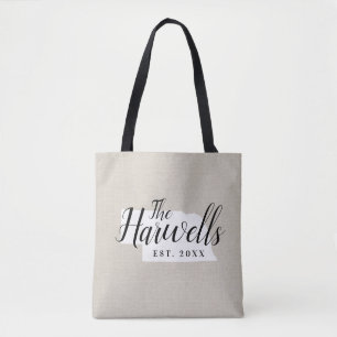 Nebraska Family Monogram State Tote Bag Tygkasse